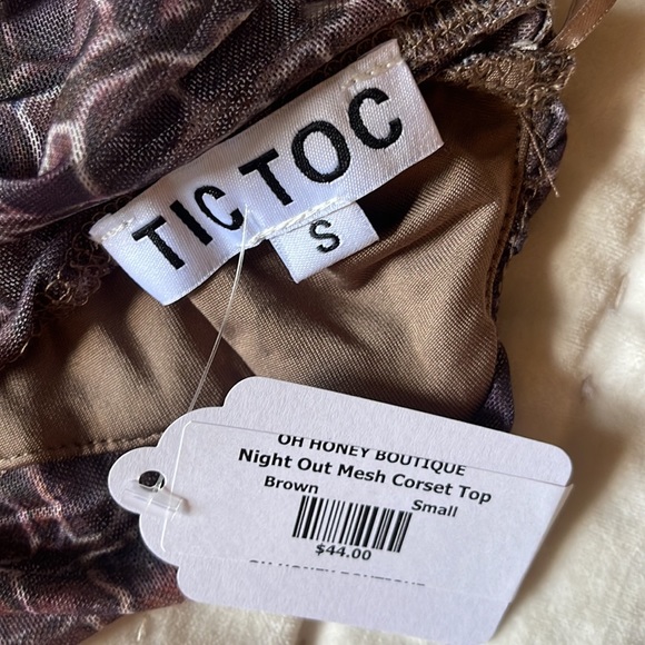 Brown Printed Meshed Corset Crop Top - Picture 3 of 3